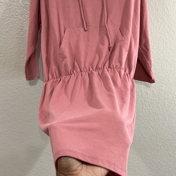 Culture Code Hoodie Mini Dress 3/4 Sleeves color Pink Size Large - Picture 6 of 9